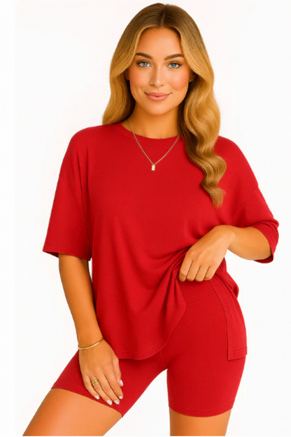 CozyFlex™ Soft Tee & Flattering Shorts Two-Piece Set