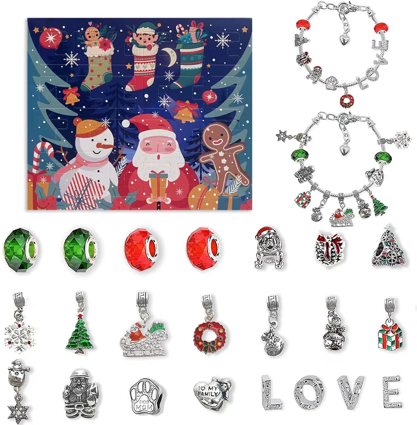 24-day advent calendar Christmas bracelet set