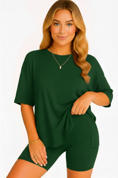 CozyFlex™ Soft Tee & Flattering Shorts Two-Piece Set