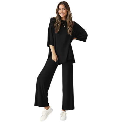 CozyFlex™ Soft Tee & Flattering Pants Two-Piece Set