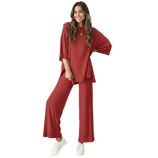 CozyFlex™ Soft Tee & Flattering Pants Two-Piece Set