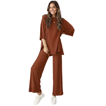CozyFlex™ Soft Tee & Flattering Pants Two-Piece Set