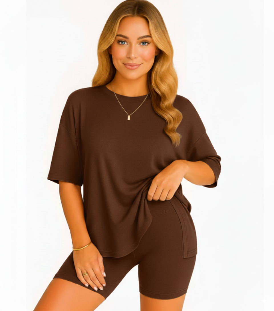 CozyFlex™ Soft Tee & Flattering Shorts Two-Piece Set