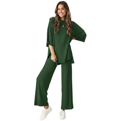 CozyFlex™ Soft Tee & Flattering Pants Two-Piece Set