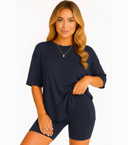 CozyFlex™ Soft Tee & Flattering Shorts Two-Piece Set