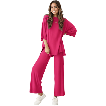 CozyFlex™ Soft Tee & Flattering Pants Two-Piece Set